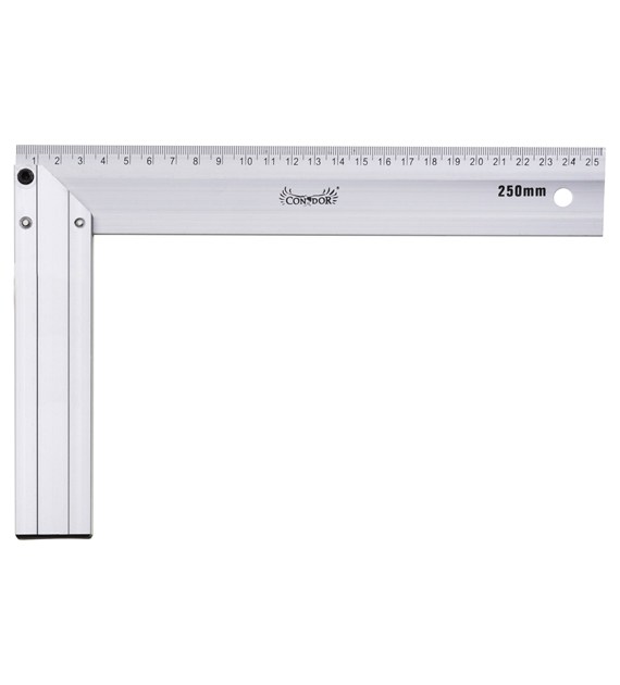 Kątownik płaski 250 x 165 mm, aluminiowy