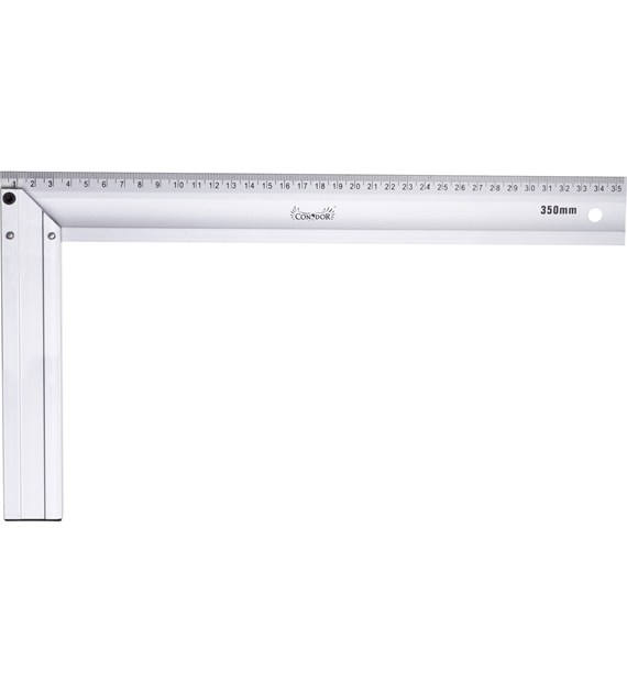 Kątownik płaski 350 x 190 mm, aluminiowy