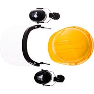 Kask ochronny – zestaw słuchawki, przyłbica poliwęglanowa