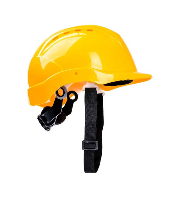 Kask budowlany, regulacja automatyczna, żółty
