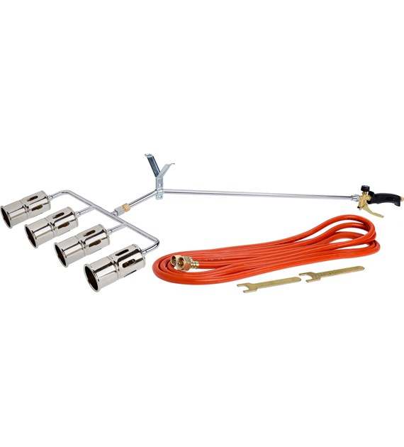 Palnik dekarski z poczwórną dyszą 50 mm, lanca 460 mm, wąż 5 m