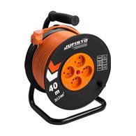 Przedłużacz bębnowy 40 m, 3 x 1.5 mm2, 1100 W, cztery gniazda, zabezpieczenie termiczne, pomarańczowy, PVC, z uziemieniem