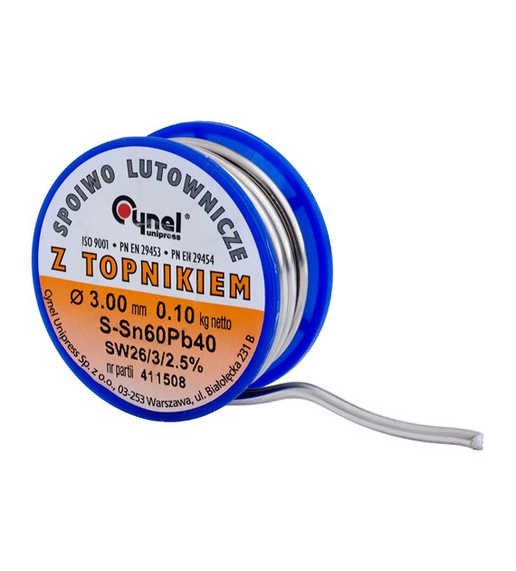 Spoiwo lutownicze 3.0 mm, 100 g, Sn60Pb40, topnik SW26, szpulka