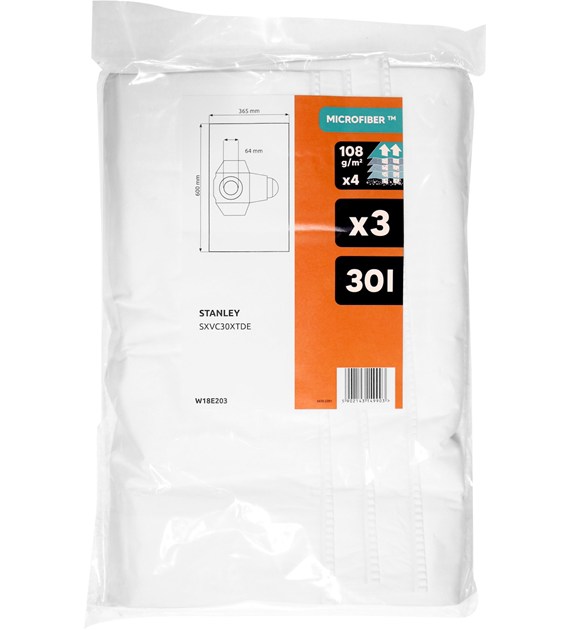 Worki z mikrofibry do odkurzaczy przemysłowych Stanley, 30 l, 3 szt.